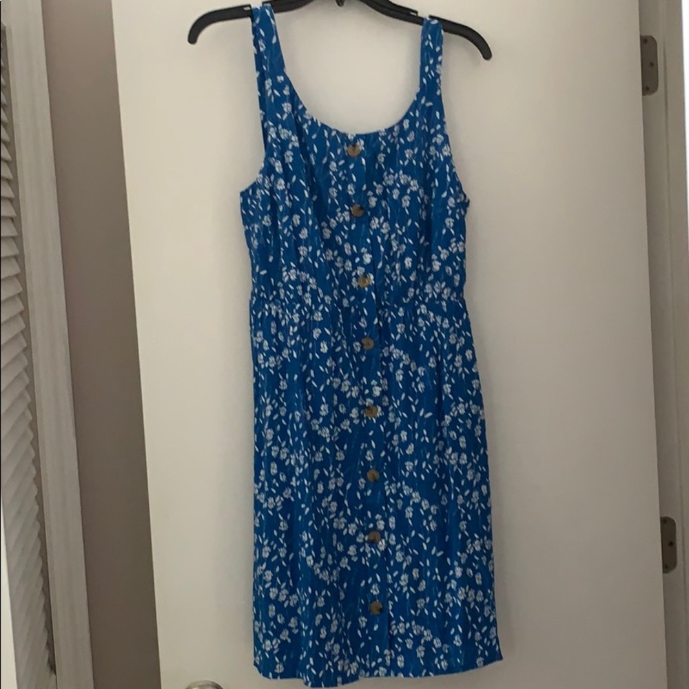 White Blue button Down Dress Sz. Medium